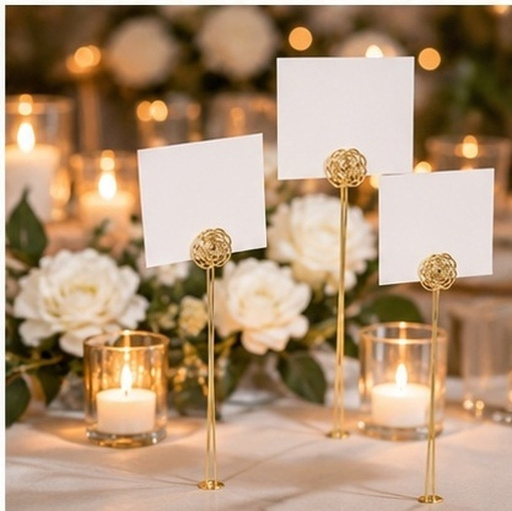 Table Number Gold - 30Pcs Elegant Gold Floral Card Holder