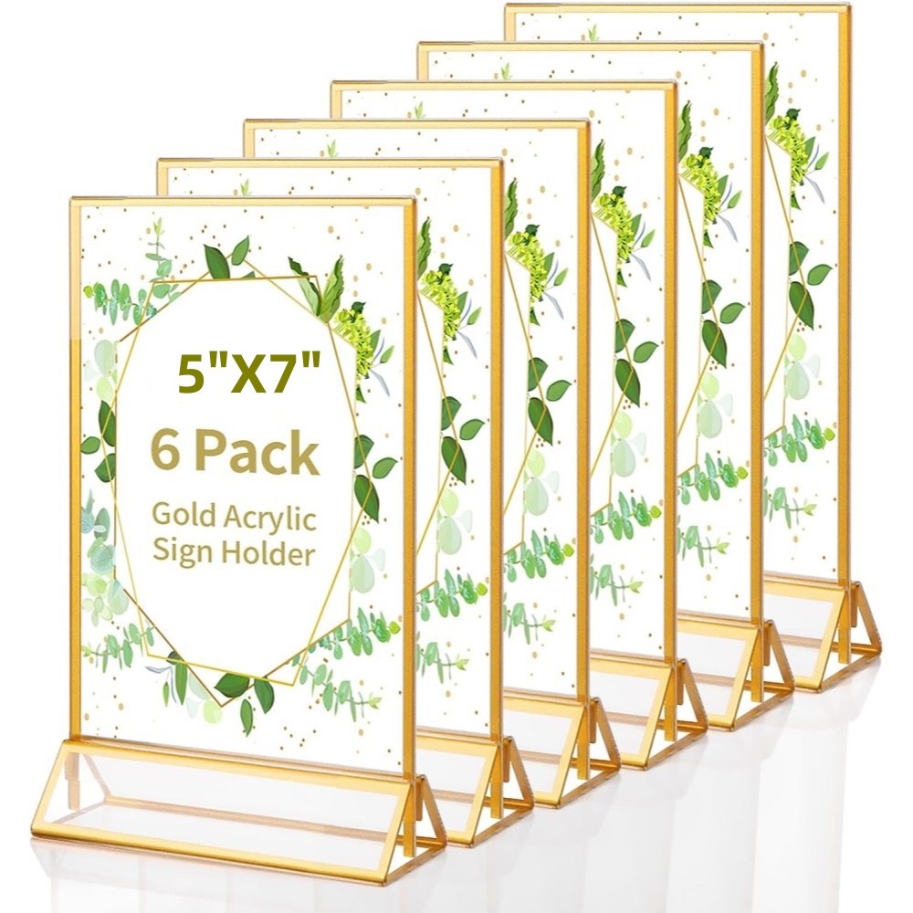 6Pack 5x7 Clear Acrylic Sign H - Table Number Gold recension och pris