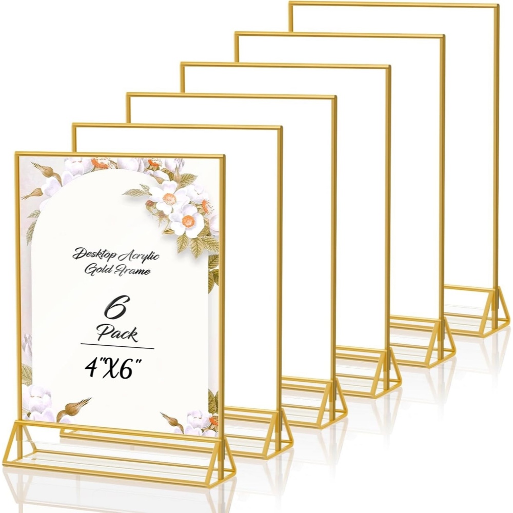6 Pack Gold 4x6 Acrylic Pictur - Table Number Gold recension och pris