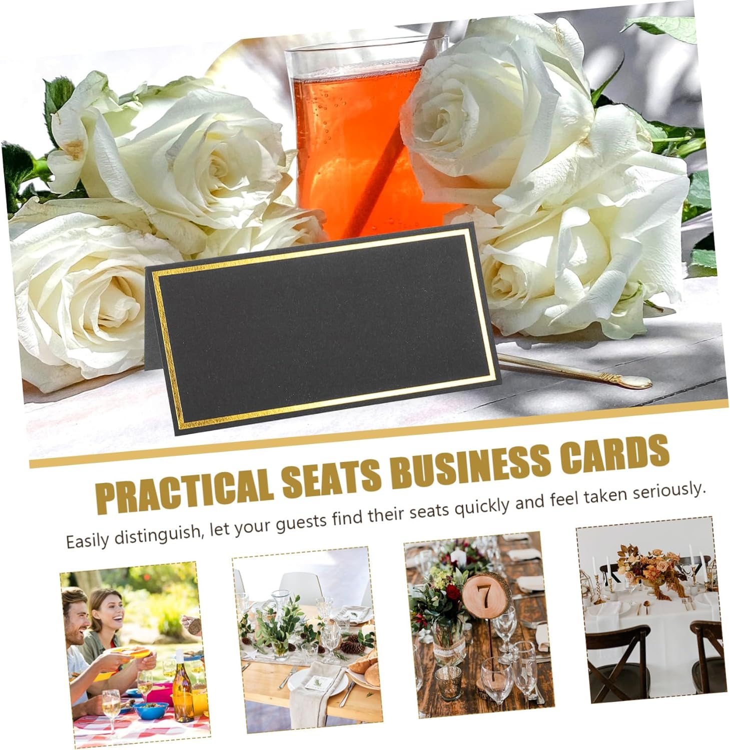 10/20/50pcs Black Gold Name Pl - Table Number Gold recension och pris